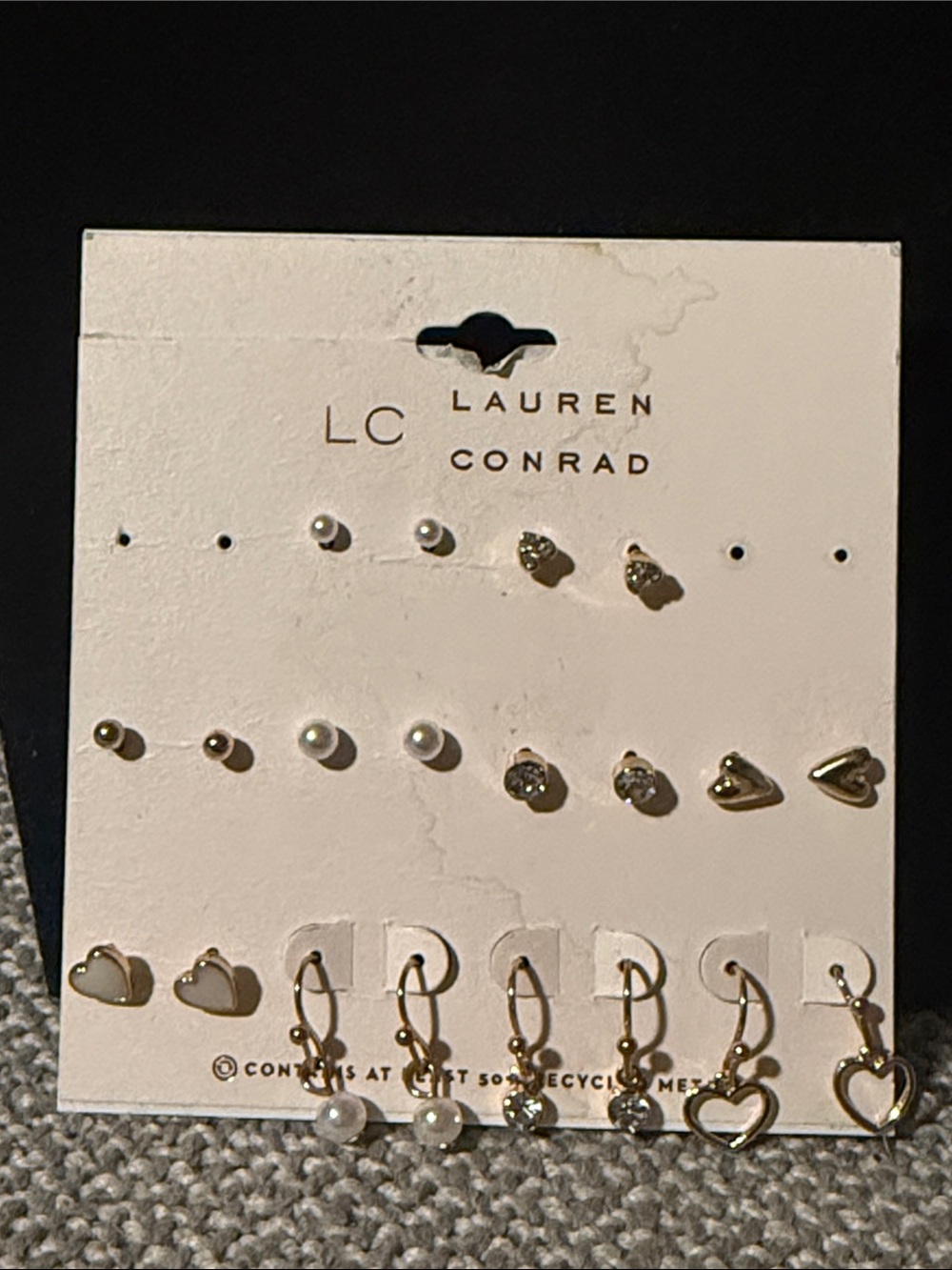 LC Lauren Conrad Gold tone and Pearl Earring Set 10 pair